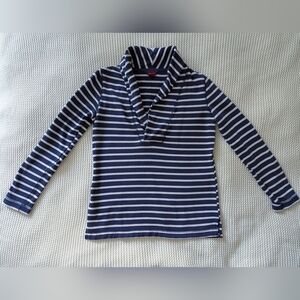Merona Crossover Neck Lightweight Sweatshirt, Navy & White Stripes, Size Medium